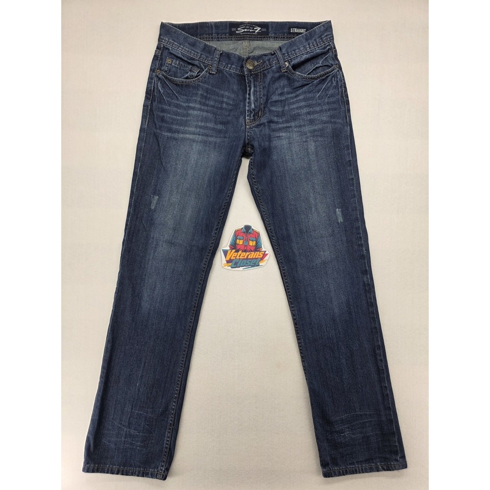 Seven7 Jeans Mens 32x34 Straight Fit Leg Stretch Medium Wash Blue Denim Casual